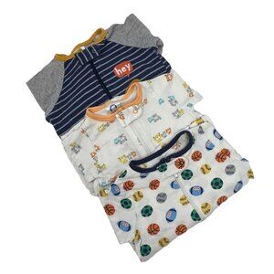 Baby Boy's - 3‎ Sleepers  in Navy & White with Colorful Designs - Size 0-3 Month